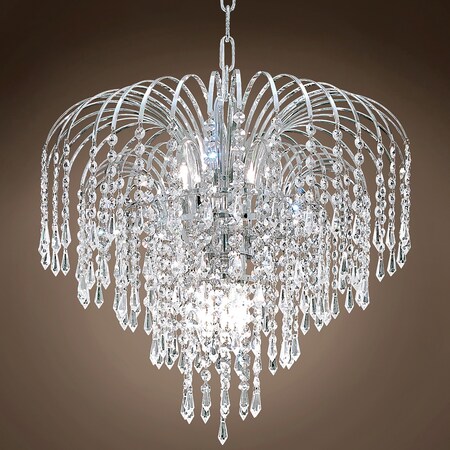 Joshua Marshal Waterfall Design 6 Lght 19 Chrome Chandelier w/Clear European Crystals 701152-001